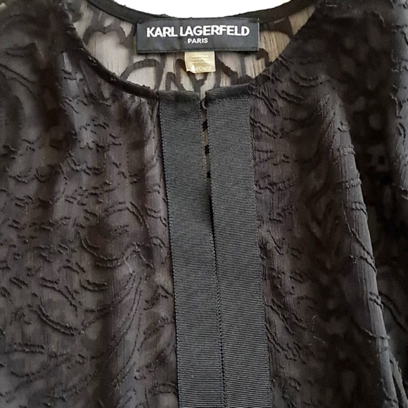 Karl Lagerfeld Paris Sheer Floral Lace Open Front Jacket Blouse XS NWT - Picture 5 of 16